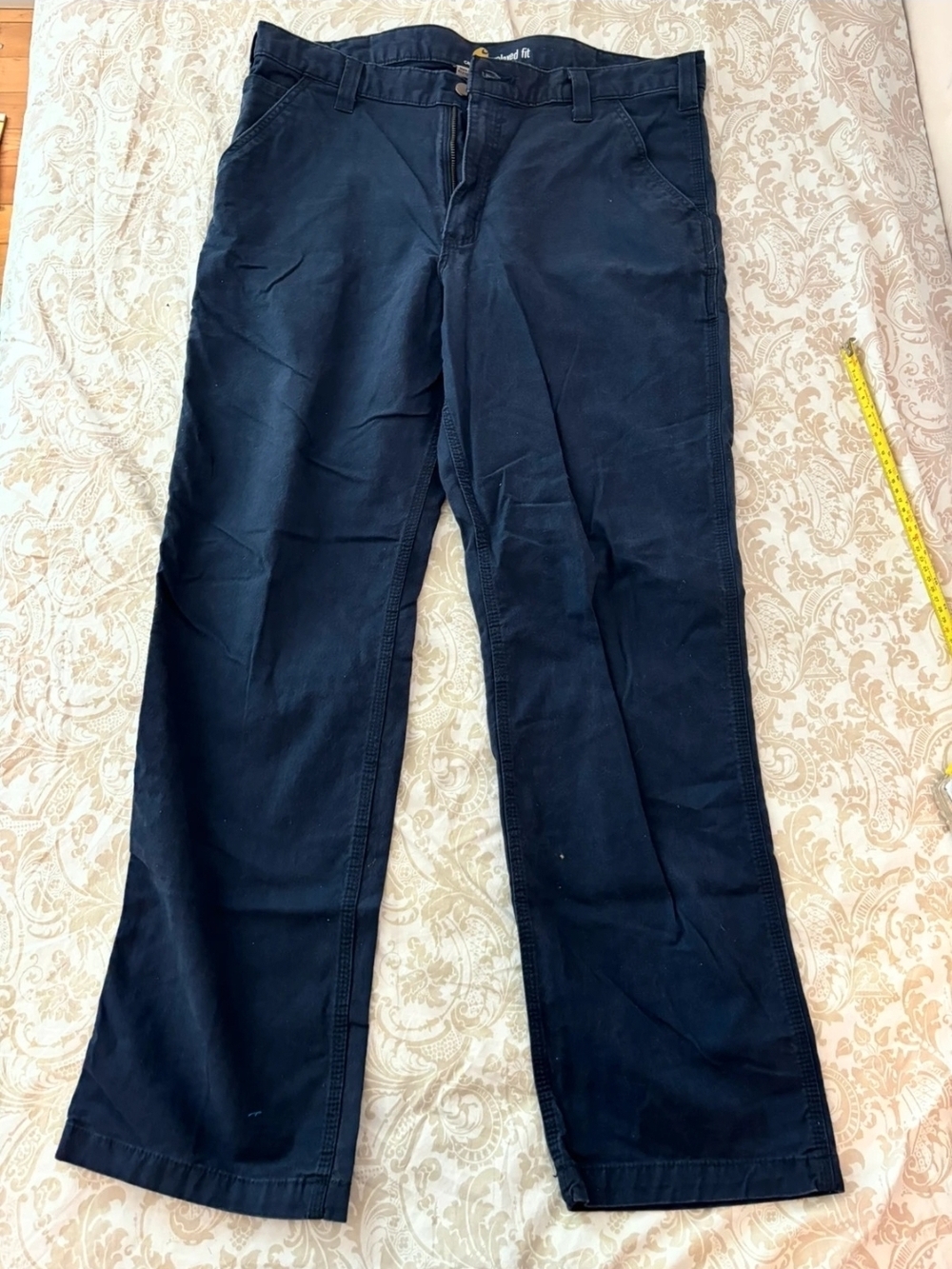 Carhartt Man's Navy Straight Leg Work Pants 36x32